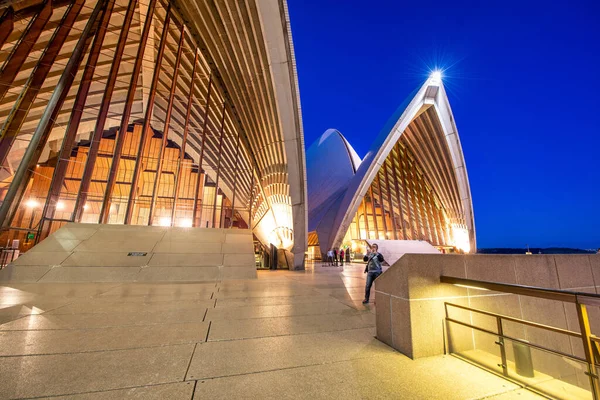 Sydney Agosto 2018 Sydney Opera House Por Noche Una Famosa — Foto de Stock