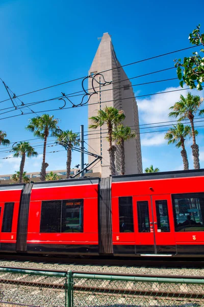 San Diego Lipiec 2017 Czerwony Tramwaj Centrum San Diego — Zdjęcie stockowe