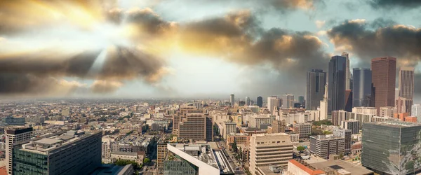 Panoramic Aerial View Downtown Los Angeles Beautiful Summer Sunset California — Stock Photo, Image