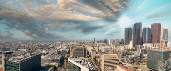 Panoramisch Uitzicht Vanuit Lucht Het Centrum Van Los Angeles Bij — Stockfoto