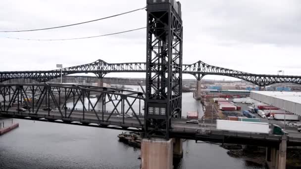 Aerial view of New Jersey Bridge, USA Slow motion — Stock Video