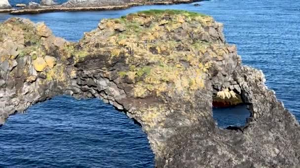 Arnarstapi formazioni rocciose lungo la costa nella stagione estiva, Islanda — Video Stock