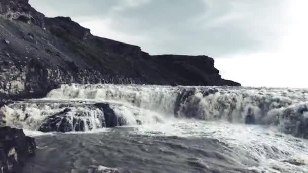 Gullfoss Καταρράκτες κατά τη θερινή περίοδο, Ισλανδία — Αρχείο Βίντεο
