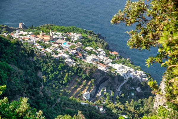 Increíble Vista Aérea Praiano Desde Sendero Los Dioses Costa Amalfitana — Foto de Stock