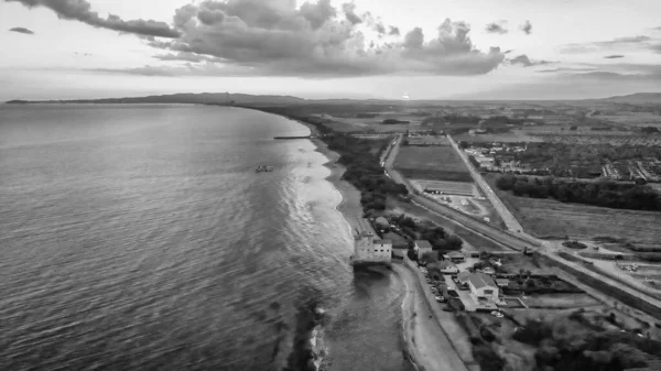 Vue Aérienne Coucher Soleil Torre Mozza Saison Estivale Toscane — Photo