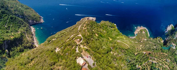 Amalfiküste Von Punta Campanella Der Nähe Von Sorrent Erstaunliche Luftaufnahme — Stockfoto