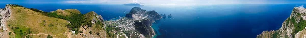 Línea Costera Capri Desde Dron Volador Sobre Monte Solaro Temporada —  Fotos de Stock