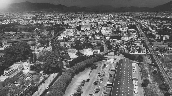 意大利蓬佩岛 夏季从无人驾驶飞机的角度对旧城的空中观测 — 图库照片