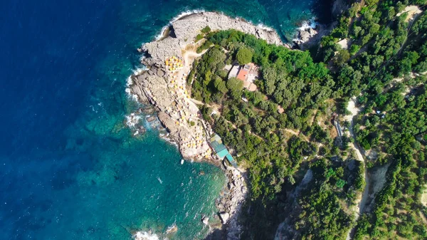 Pobřeží Amalfi Punta Campanella Sorrenta Úžasný Letecký Pohled Dronu Letní — Stock fotografie