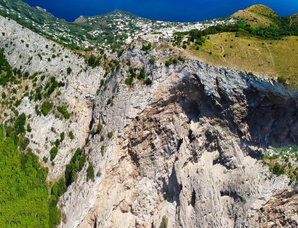 Capri Italien Atemberaubender Drohnenpanorama Vom Solaro Berg Einem Sonnigen Sommertag — Stockfoto
