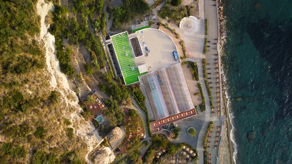 Vista Aérea Aérea Ischia Citara Beach Atardecer Con Piscinas Arena —  Fotos de Stock