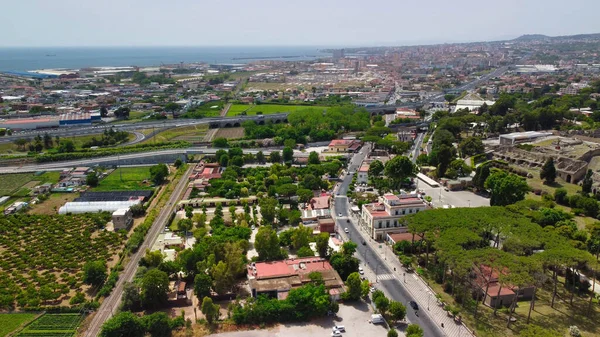 Pompeya Italia Vista Aérea Ciudad Vieja Desde Mirador Drones Temporada —  Fotos de Stock