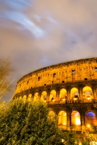 Luzes Coliseu Noite Roma Itália — Fotografia de Stock