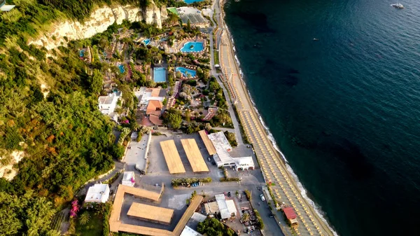 Vista Aérea Aérea Ischia Citara Beach Atardecer Con Arena — Foto de Stock