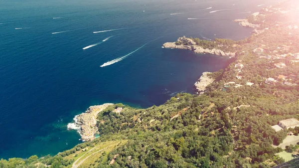 Amalfikusten Från Punta Campanella Nära Sorrento Fantastisk Flygutsikt Från Drönare — Stockfoto