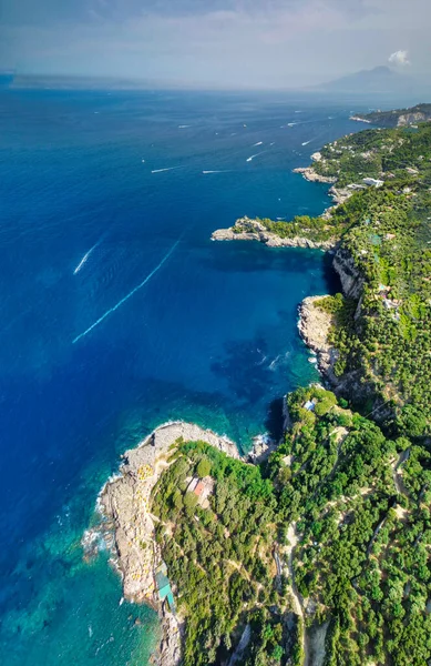 Face Shapes Coast Punta Campanella Sorrento Italy Amazing Aerial View — Stock Photo, Image