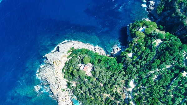 Ansiktsform Amalfikusten Från Punta Campanella Nära Sorrento Fantastisk Flygutsikt Från — Stockfoto