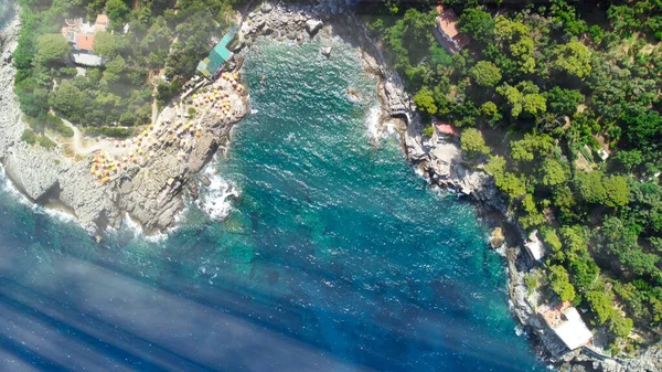 Amalfikust Van Punta Campanella Bij Sorrento Verbazingwekkend Uitzicht Vanuit Lucht — Stockfoto