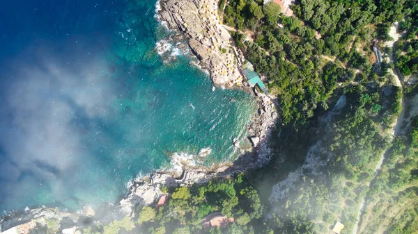 Costa Amalfitana Punta Campanella Perto Sorrento Vista Aérea Incrível Drone — Fotografia de Stock