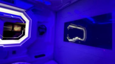 KUALA LUMPUR, MALAYSIA - 27 Aralık 2019: Şehir merkezindeki Uzay Oteli Kapsülünün İçi