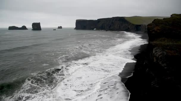 Islandia playa negra en temporada de verano — Vídeo de stock