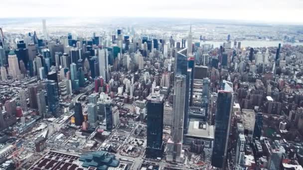 Vista aérea de Midtown Manhattan a partir de helicóptero, New York City câmera lenta Filmagem De Bancos De Imagens Sem Royalties