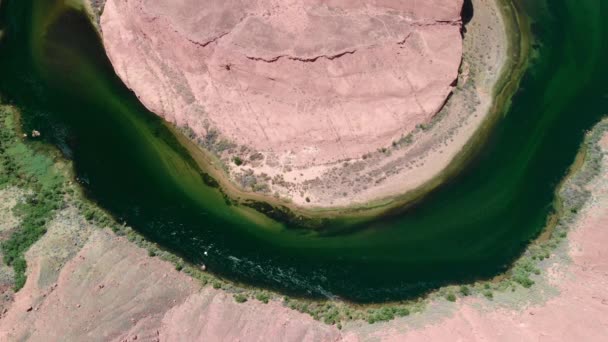 Aerial view of beautiful horseshoe bend on sunny afternoon, Page, Arizona — Stock Video