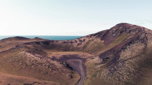 Saxholl Crater, Island. Vacker flygutsikt från drönare — Stockvideo