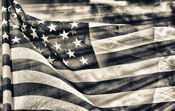 Waving American Flag Blue Sky Background — Stock Photo, Image