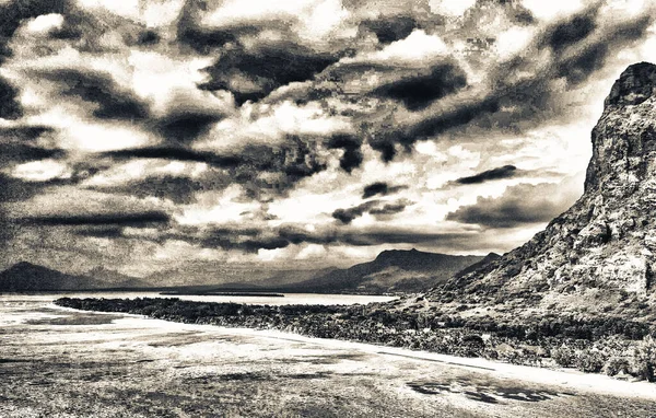 Morne Brabant Mauritiuson Légi Panoráma Gyönyörű Strand Tengerpart — Stock Fotó