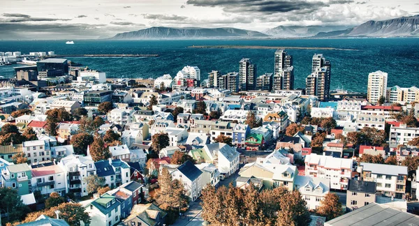 Amazing aerial view of Reykjavik skyline, Iceland.