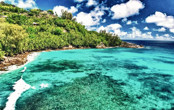 Berge Der Seychellen Luftaufnahme — Stockfoto