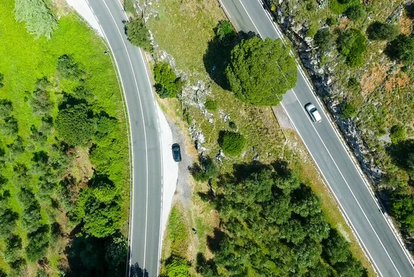 Vista Aerea Aerea Aerea Della Strada Montagna — Foto Stock