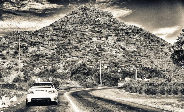 Auto Einem Sonnigen Tag Auf Mauritius Unterwegs — Stockfoto