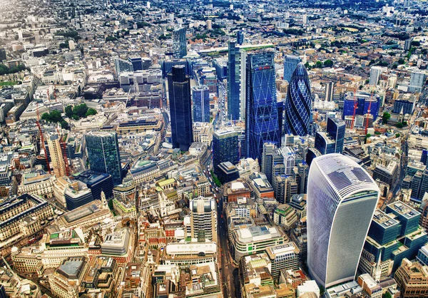 London skyline aerial view. Business buildings and skyscrapers, corporate concept.