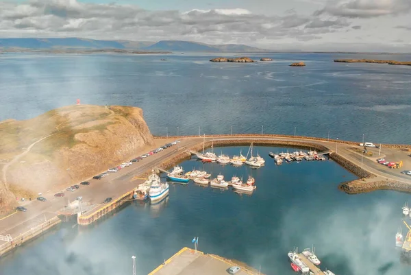 Stykkisholmur Letecký Výhled Město Dronu Krásného Letního Dne Island — Stock fotografie