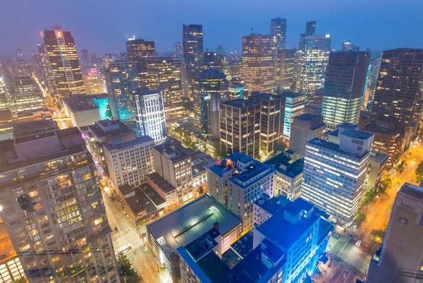 Vancouver Canada Agosto 2017 Luzes Construção Centro Cidade Vista Aérea — Fotografia de Stock