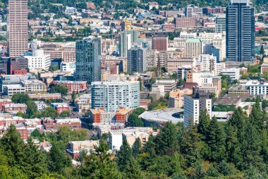 Portland 'ın gökyüzü manzarası, Oregon.