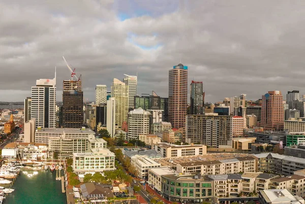 Auckland Nya Zeeland Solnedgång Antenn Panorama Över Stadens Skyline — Stockfoto