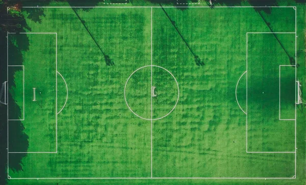 Vue Aérienne Vers Bas Terrain Soccer Vide — Photo