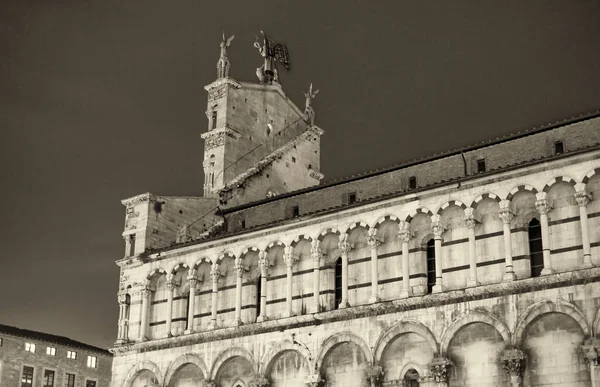 Michaels Katedral Natten Lucca Italien — Stockfoto