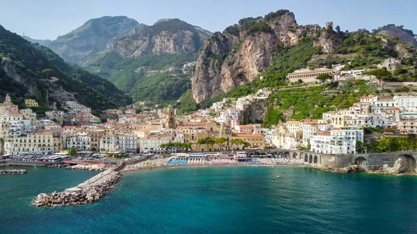 Amalfi Italy Haziran 2021 Amalfi Kıyı Şeridinin Panoramik Hava Görüntüsü — Stok fotoğraf