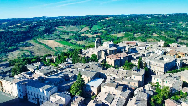 Panoramautsikt Över Orvieto Medeltida Stad Från Flygande Drönare Italien — Stockfoto
