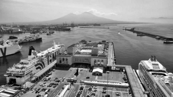 Naples Italie Juin 2021 Vue Aérienne Port Ville Depuis Drone — Photo