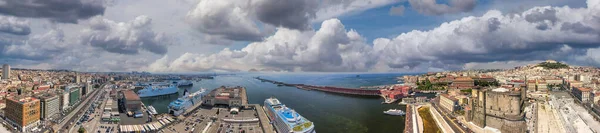 Porto Nápoles Pôr Sol Vista Panorâmica Aérea Ponto Vista Drone — Fotografia de Stock