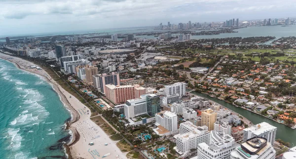 Miami Beach Aerial View Cloudy Morning — Stock Photo, Image