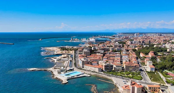 Increíble Vista Aérea Costa Livorno Toscana Leghorn Del Dron — Foto de Stock