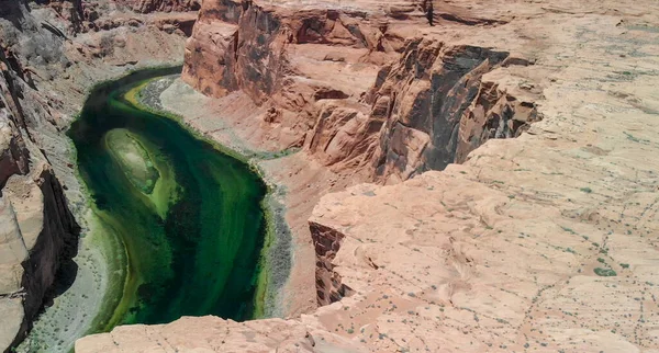 Cores Surpreendentes Horseshoe Bend Vista Aérea Cânion Rio — Fotografia de Stock