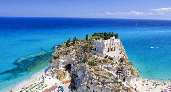 Tropea Italië Luchtfoto Van Santa Maria Dell Isola Klooster — Stockfoto
