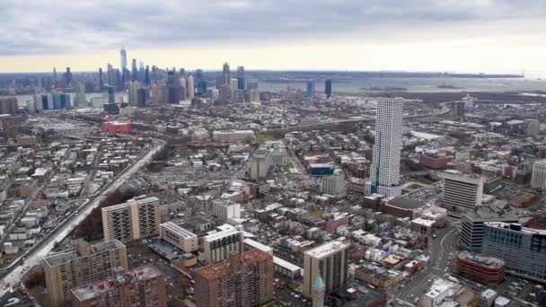 Aerial view of Manhattan from helicopter, New York City Slow motion — Stock Video